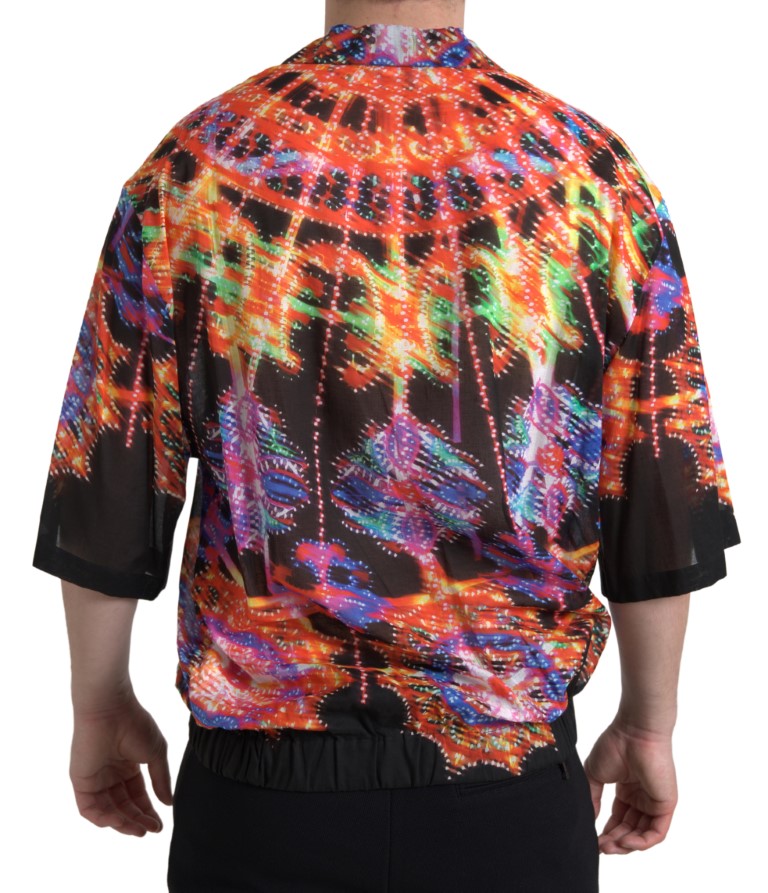- Multicolor Luminarie Print Cotton Polo Shirt