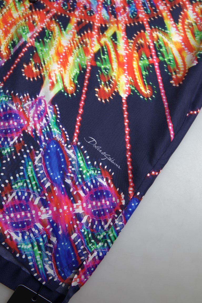 - Multicolor Silk Button-Down Casual Shirt