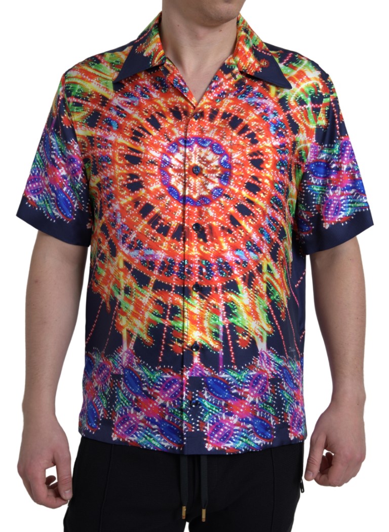 - Multicolor Silk Button-Down Casual Shirt