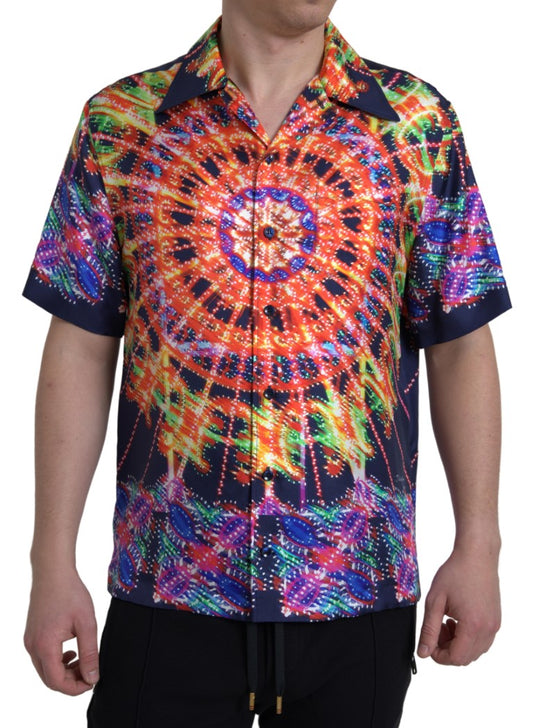 - Multicolor Silk Button-Down Casual Shirt