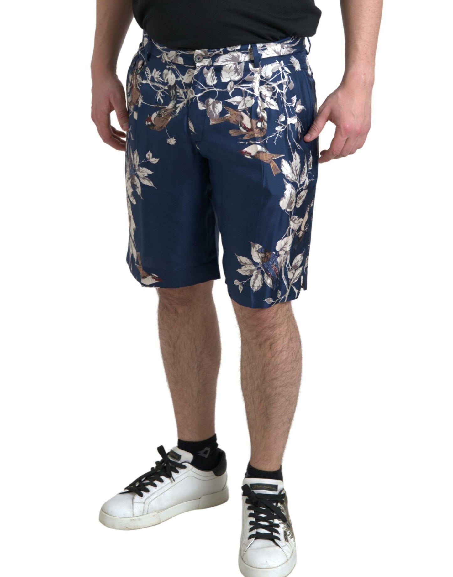 - Silken Floral Bermuda Shorts in Blue