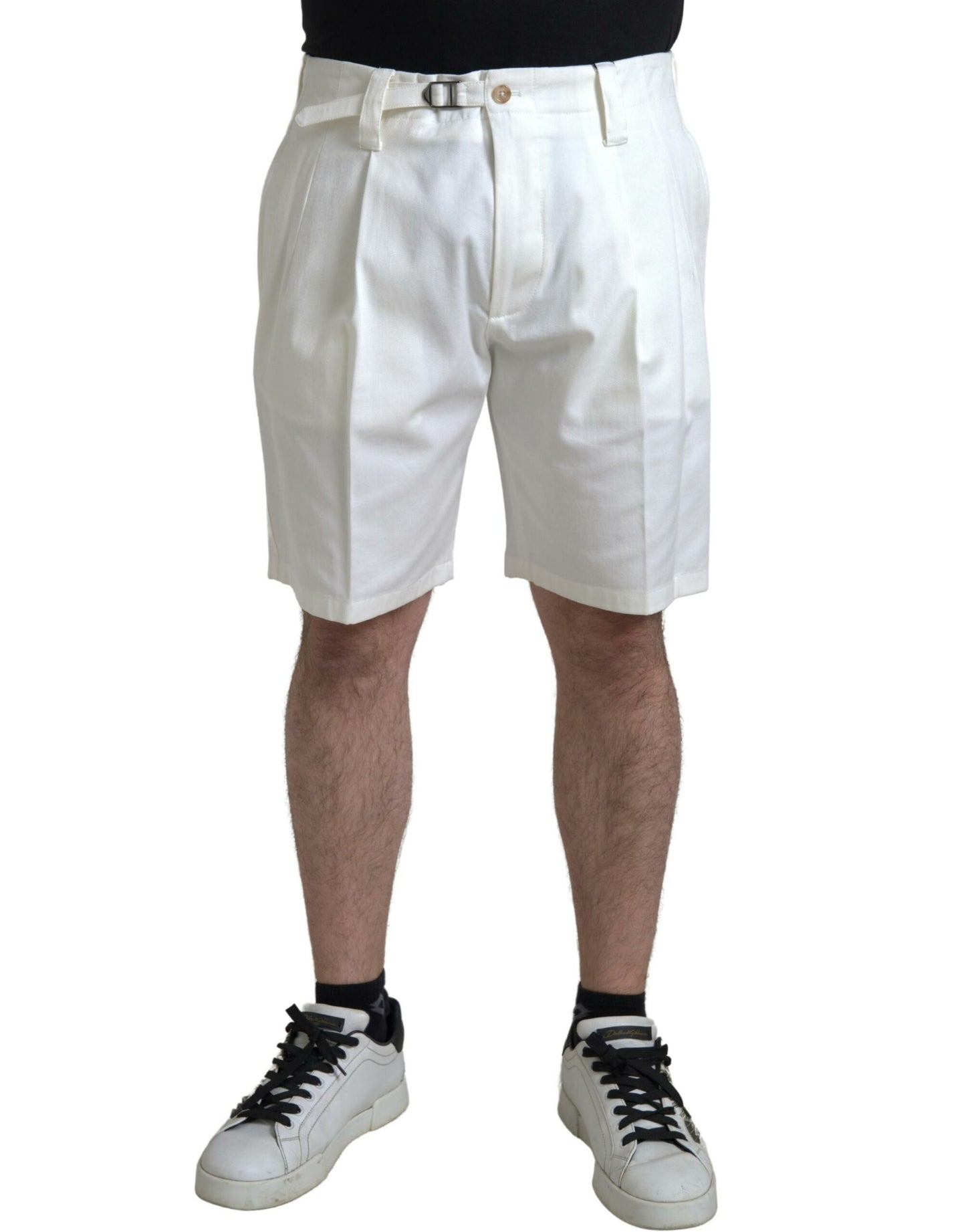 - Elegant White Bermuda Denim Shorts