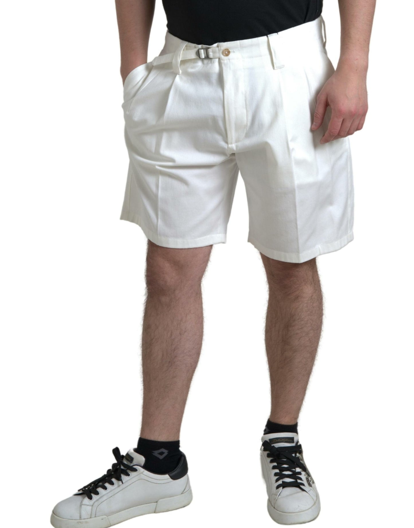 - Elegant White Bermuda Denim Shorts