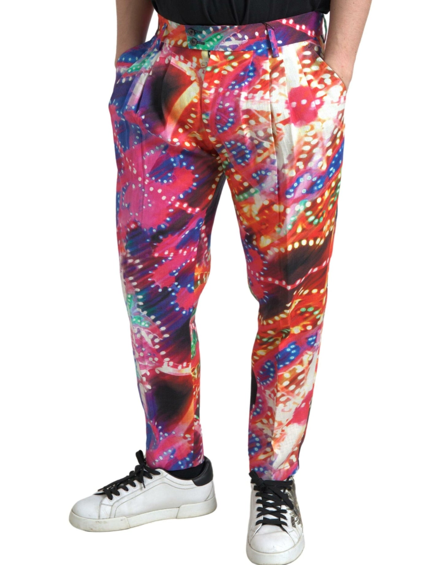 - Multicolor Linen Chino Pants - Italian Elegance