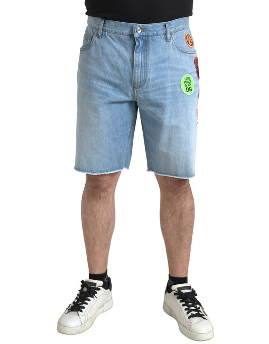 - Elegant Light Blue Denim Bermuda Shorts