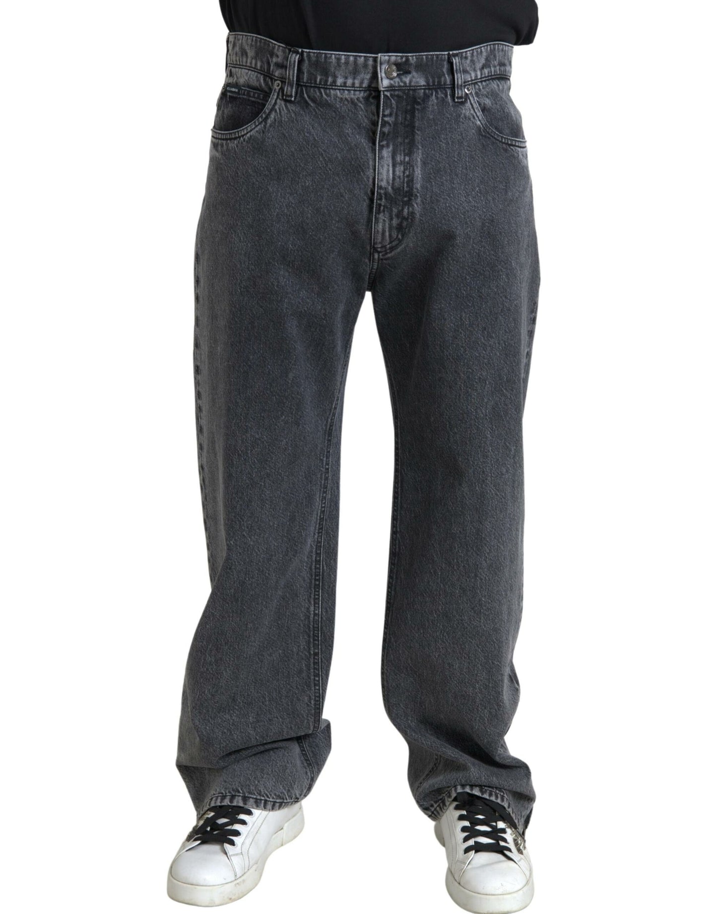 - Elegant Dark Grey Straight Denim Jeans