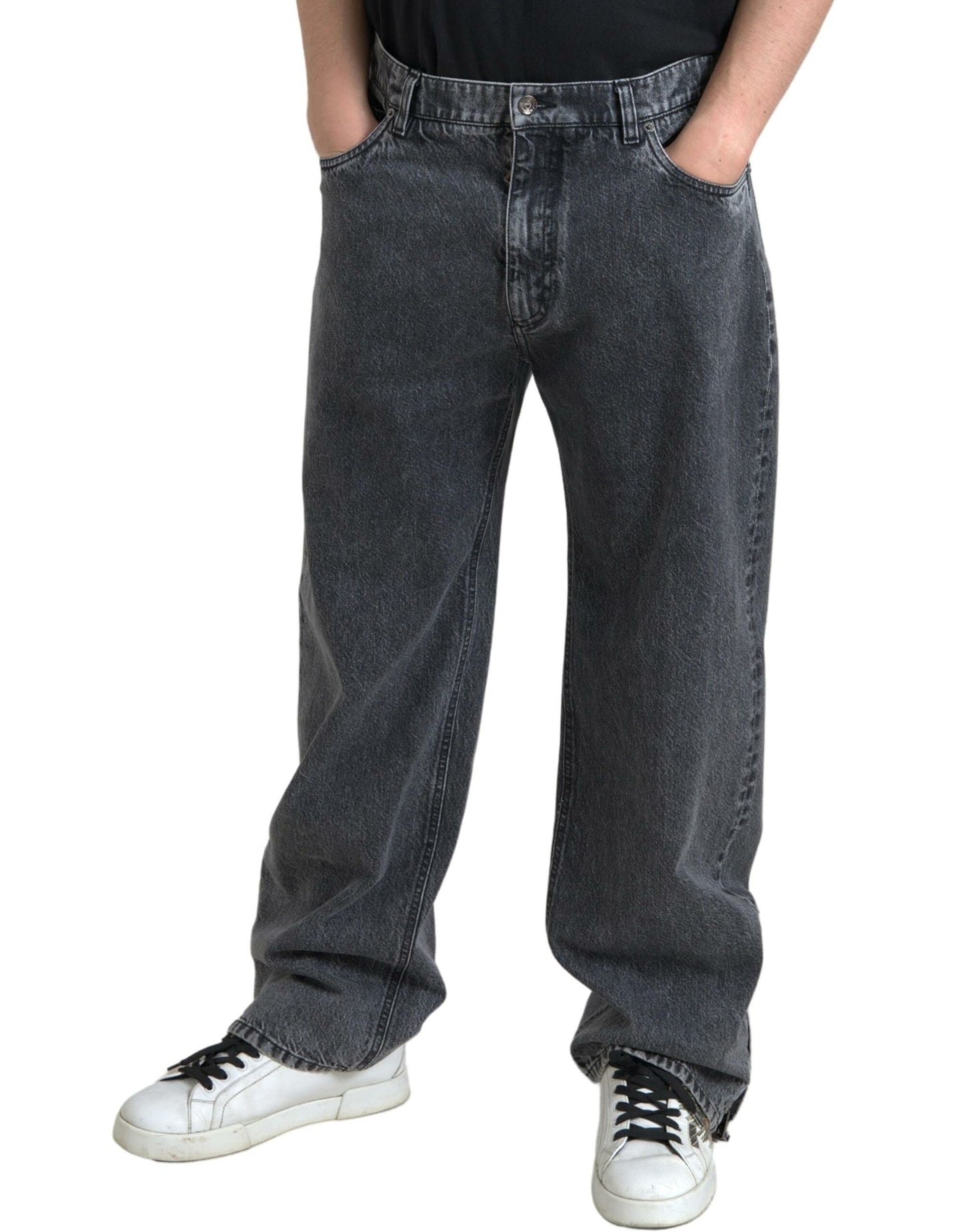 - Elegant Dark Grey Straight Denim Jeans