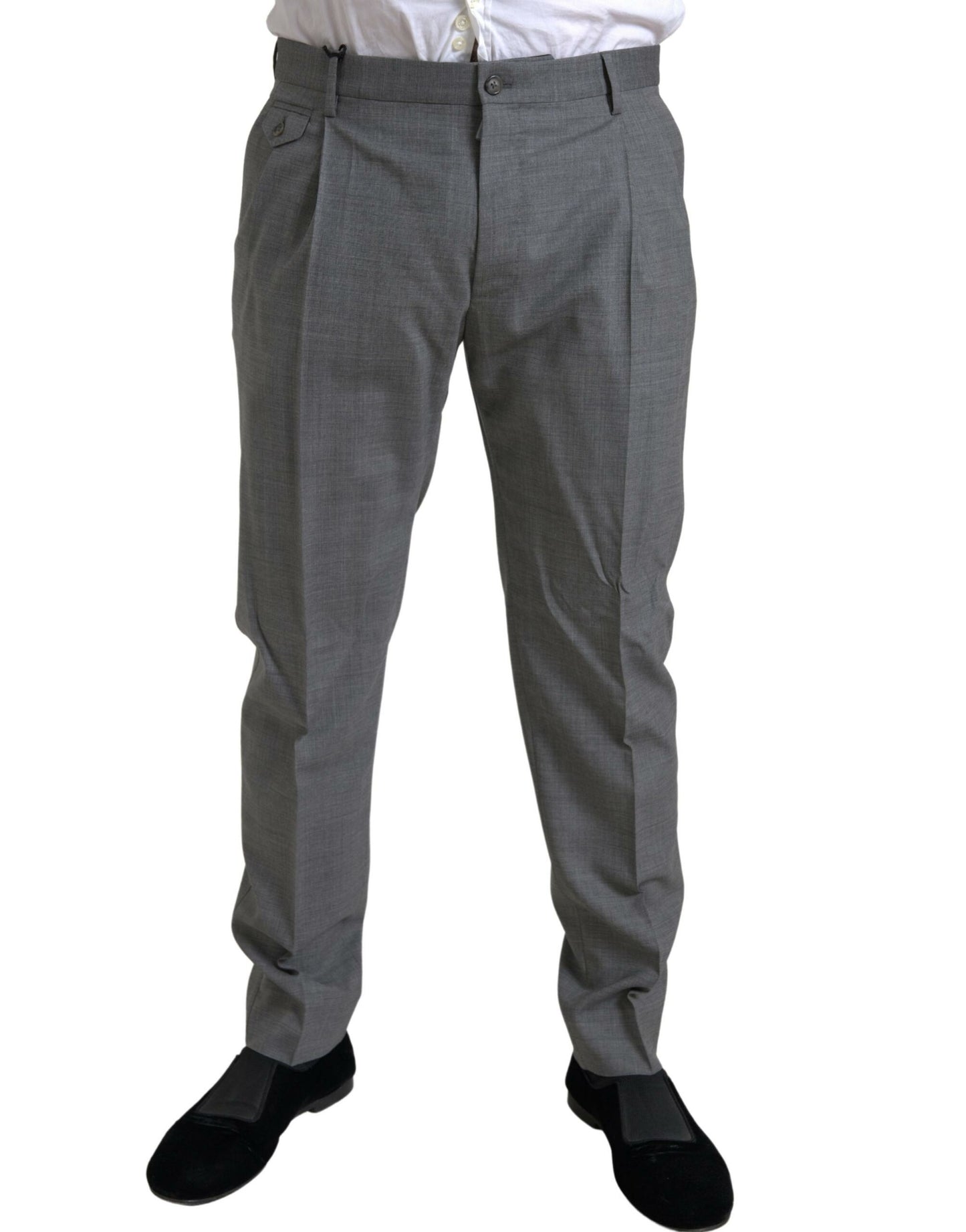 - Elegant Skinny Wool Dress Pants in Grey
