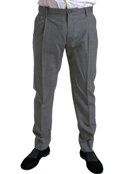 - Elegant Skinny Wool Dress Pants in Grey