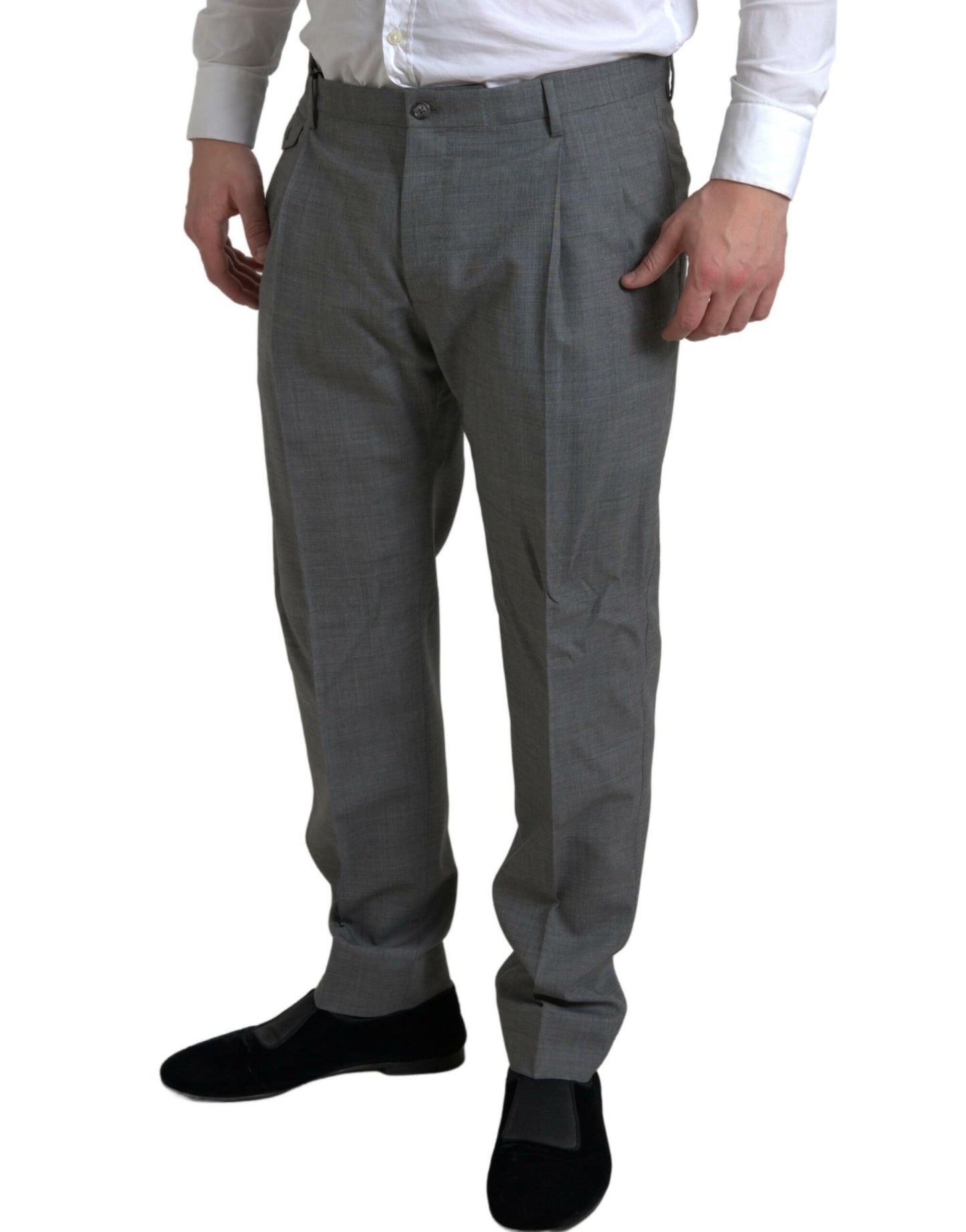 - Elegant Skinny Wool Dress Pants in Grey
