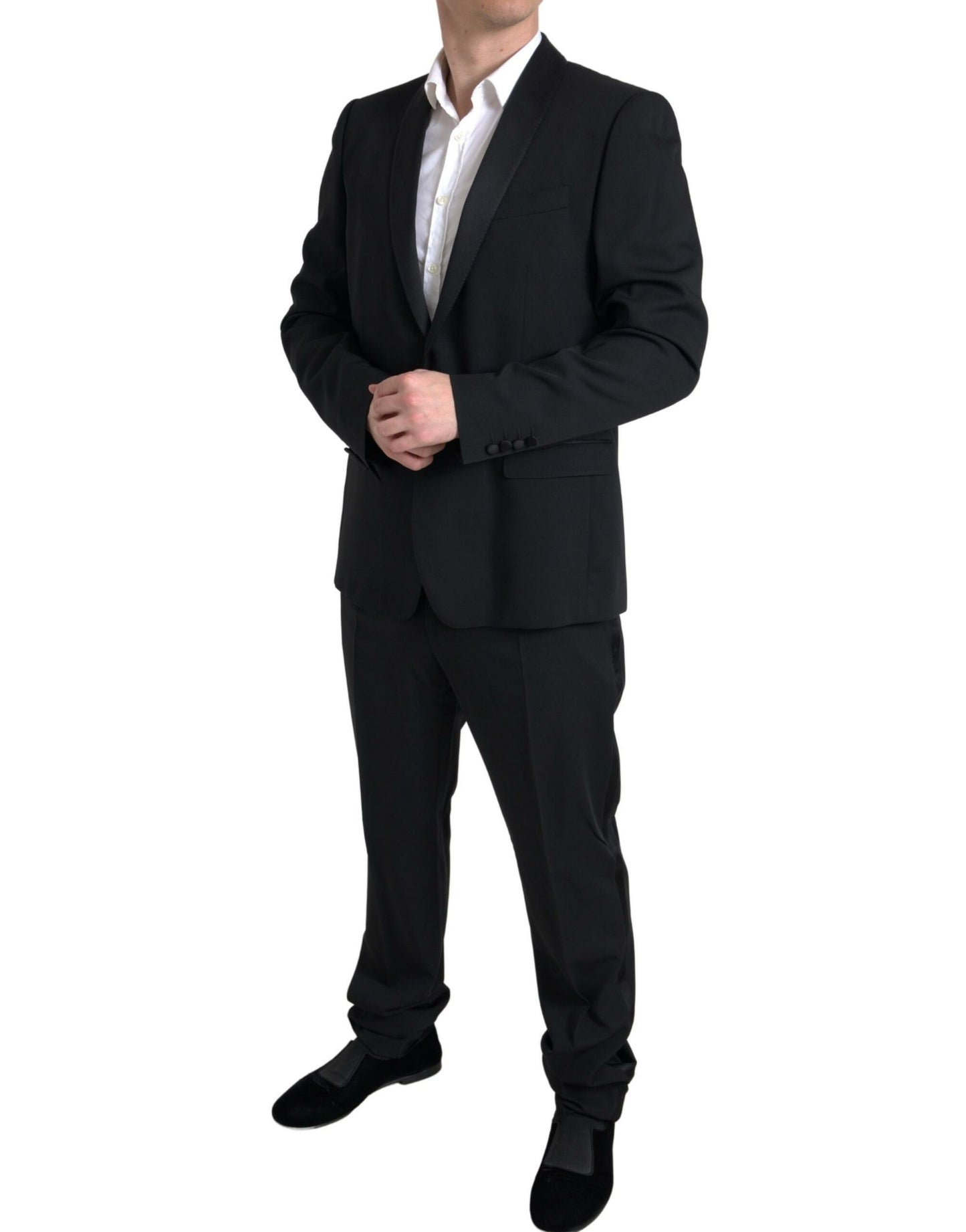 - Elegant Black Slim Fit Two-Piece Suit