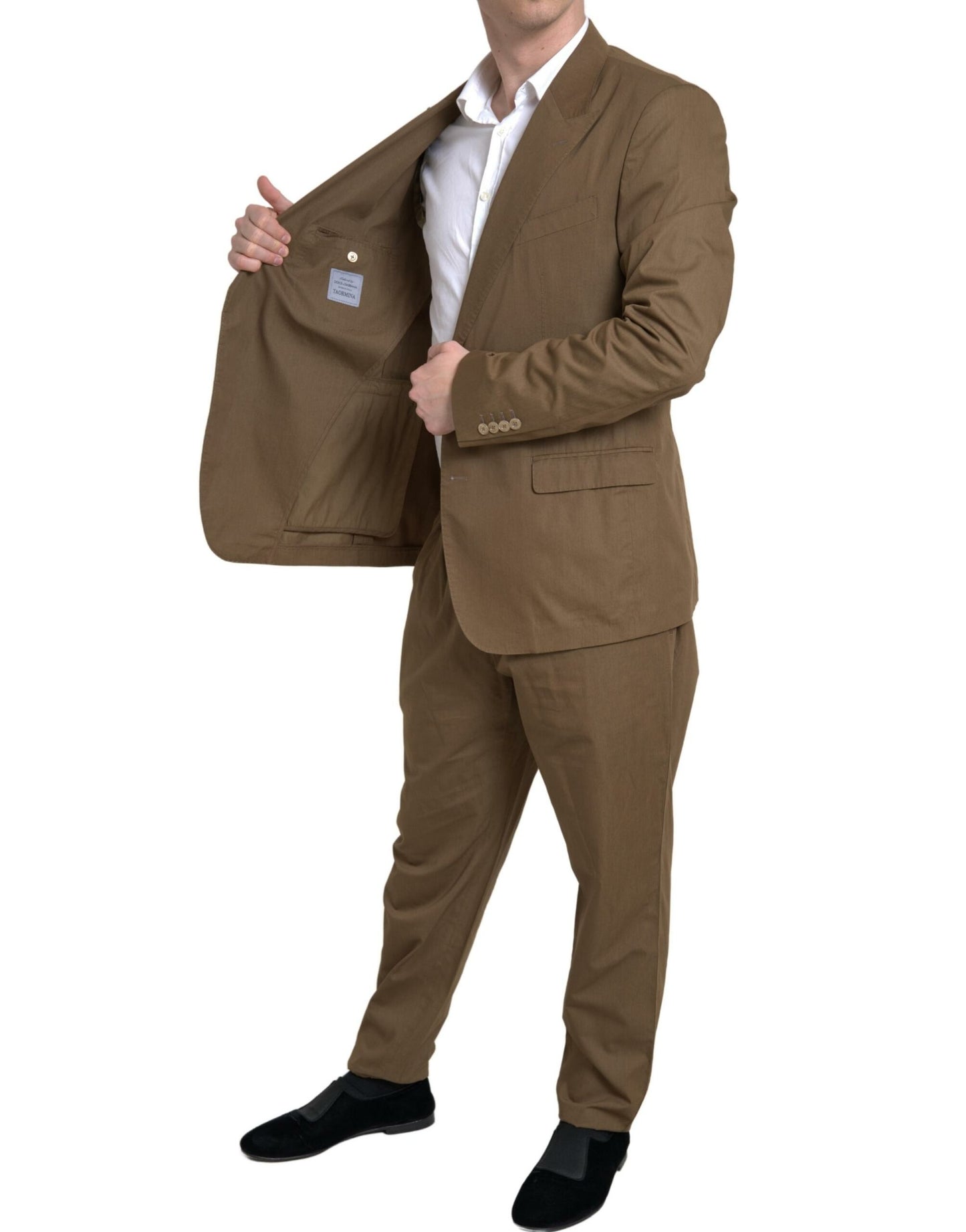 - Elegant Brown Silk Blend Taormina Suit