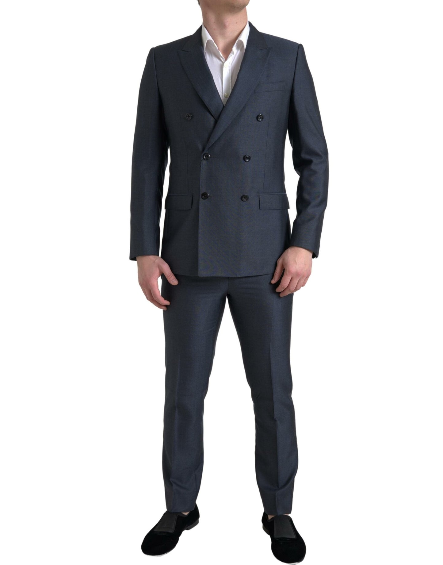 - Elegant Blue Silk Blend Martini Suit