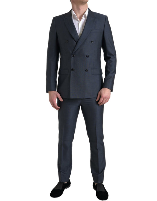 - Elegant Blue Silk Blend Martini Suit