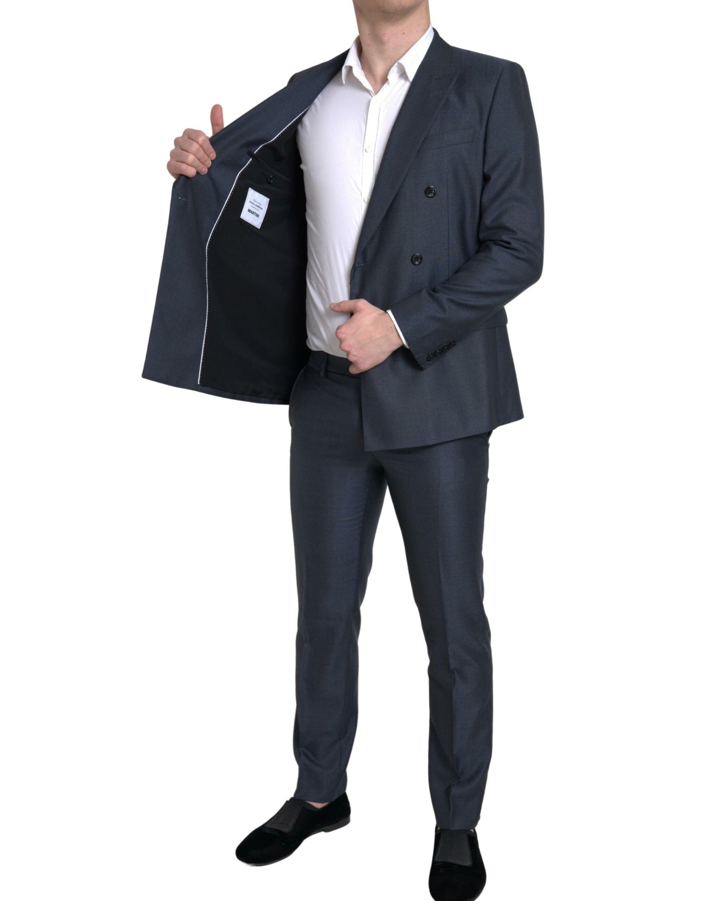 - Elegant Blue Silk Blend Martini Suit