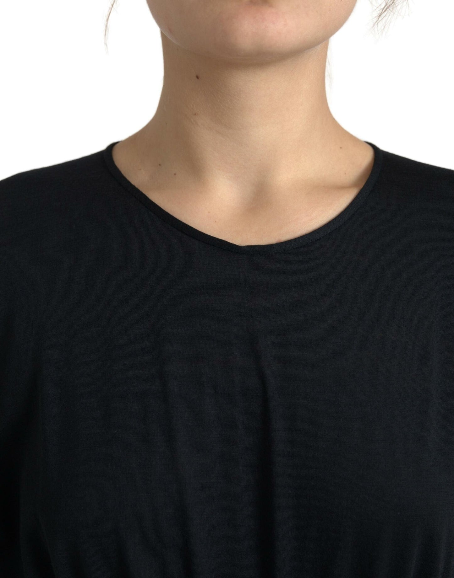- Elegant Black Wool Wrap Dress