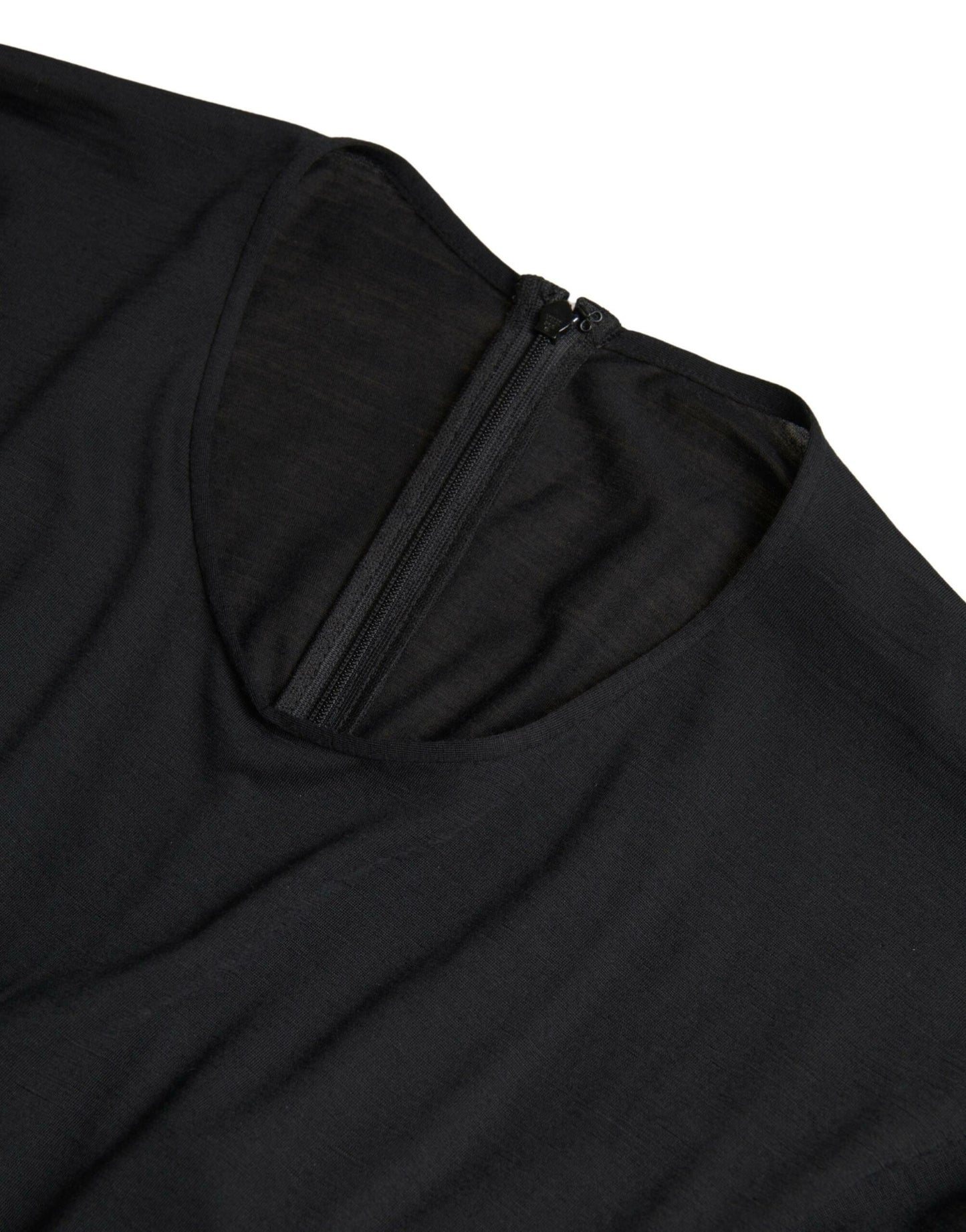 - Elegant Black Wool Wrap Dress