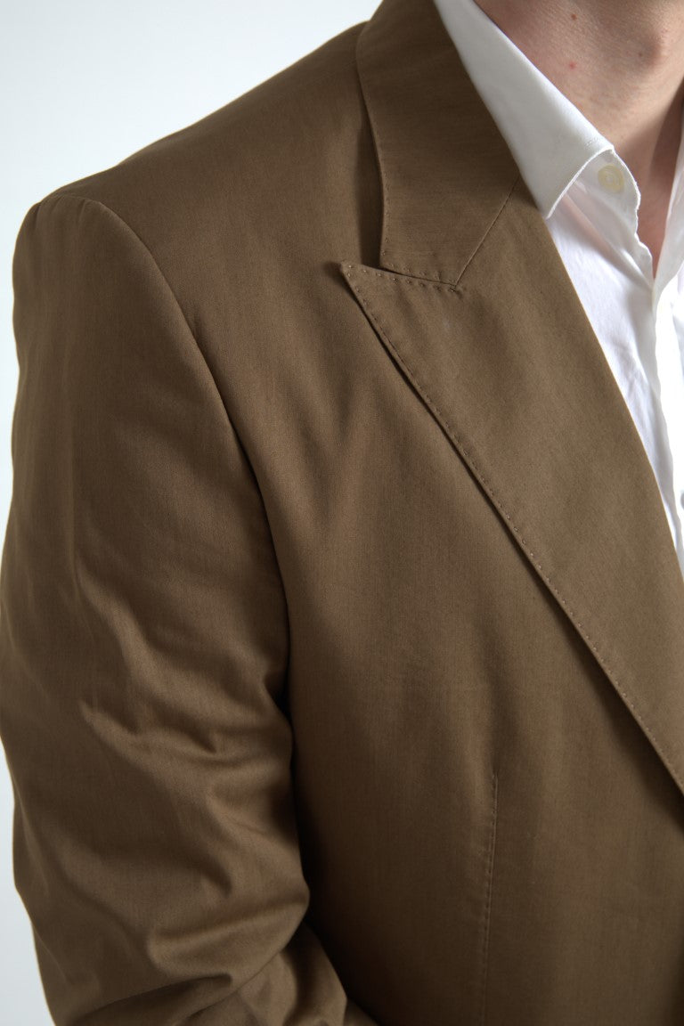 - Elegant Brown Silk Blend Taormina Suit