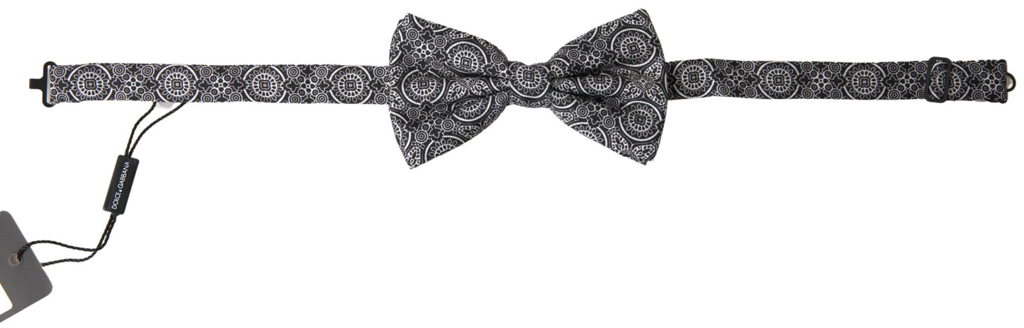 - Elegant Black & White Silk Bow Tie