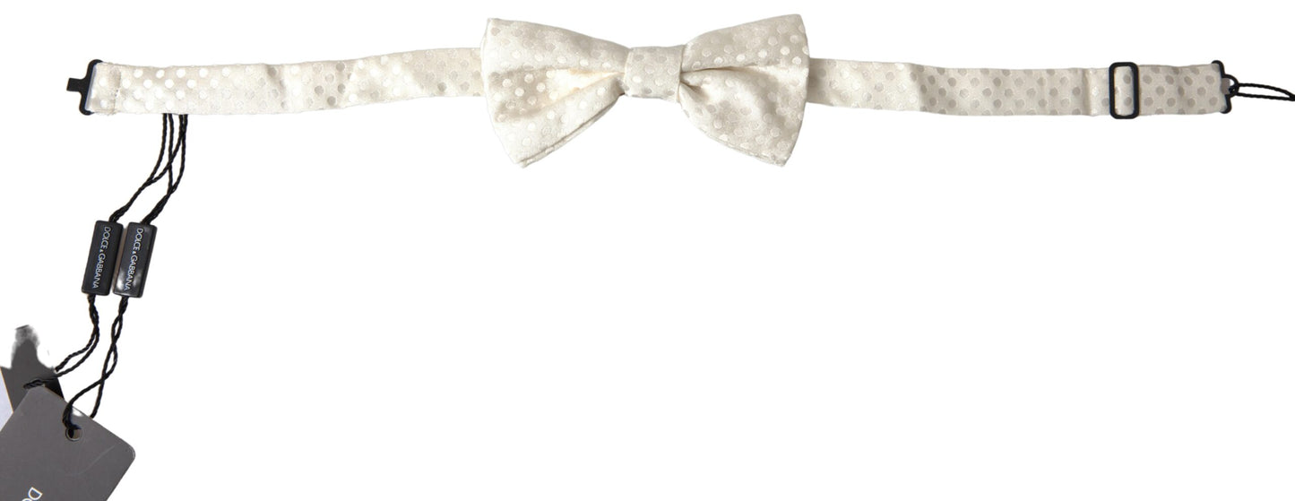 - Elegant Ivory Fantasy Pattern Silk Bow Tie