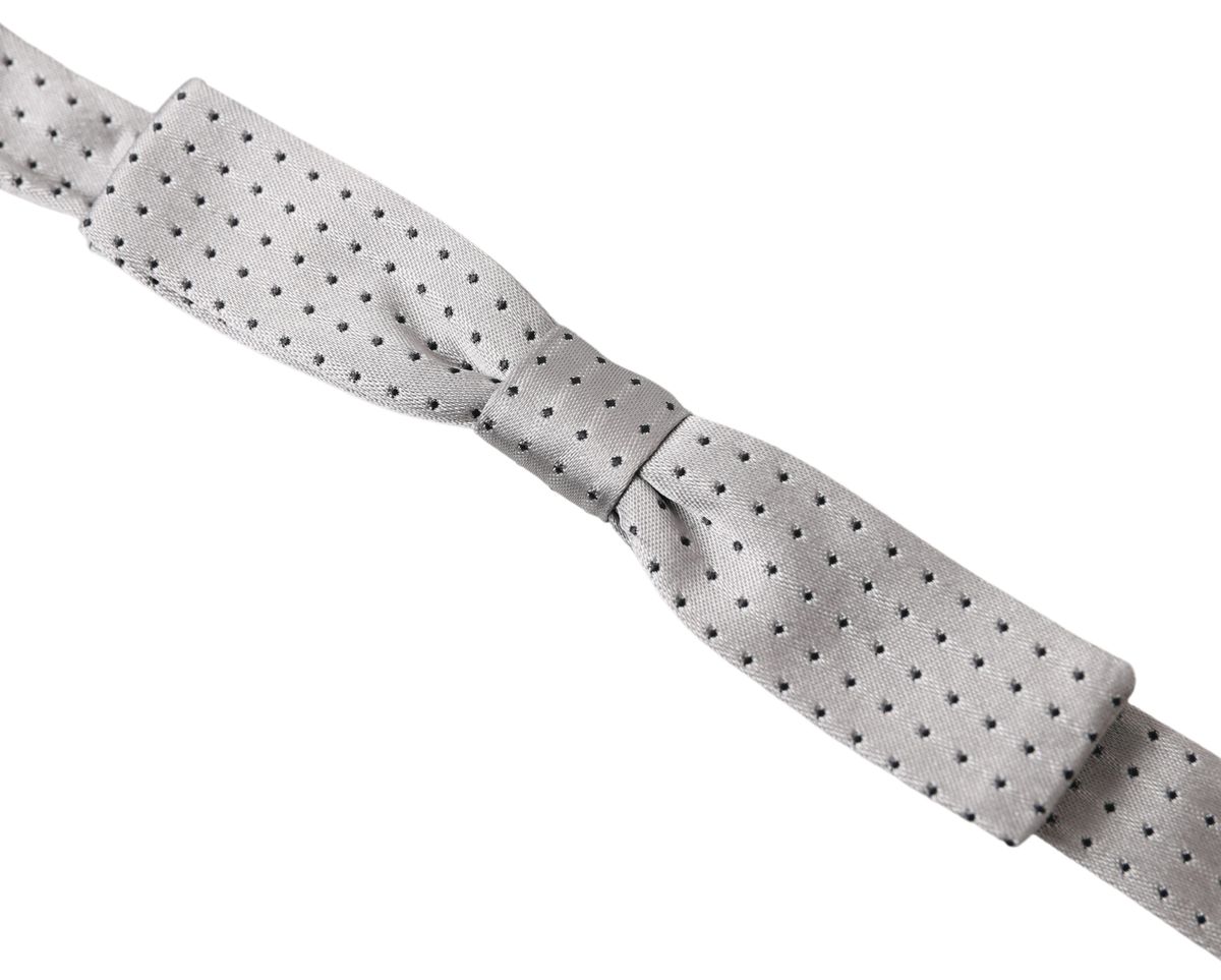 - Elegant Grey Silk Bow Tie