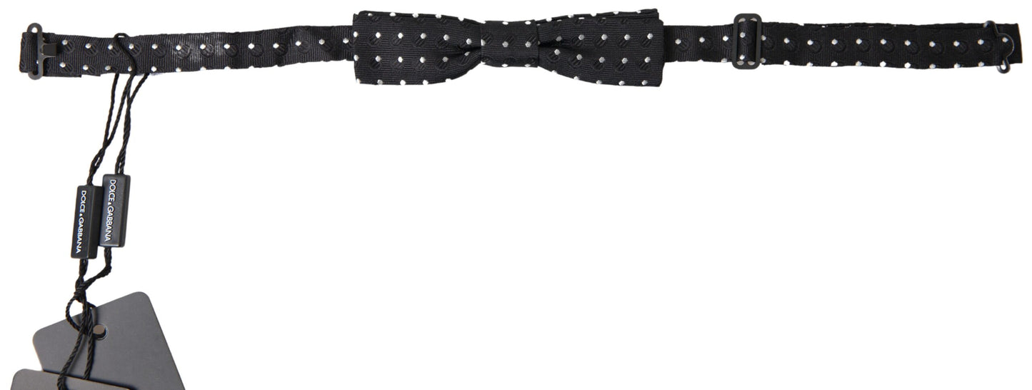 - Elegant Silk Black Bow Tie with Signature Clasp