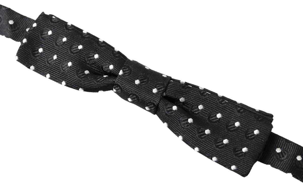 - Elegant Silk Black Bow Tie with Signature Clasp