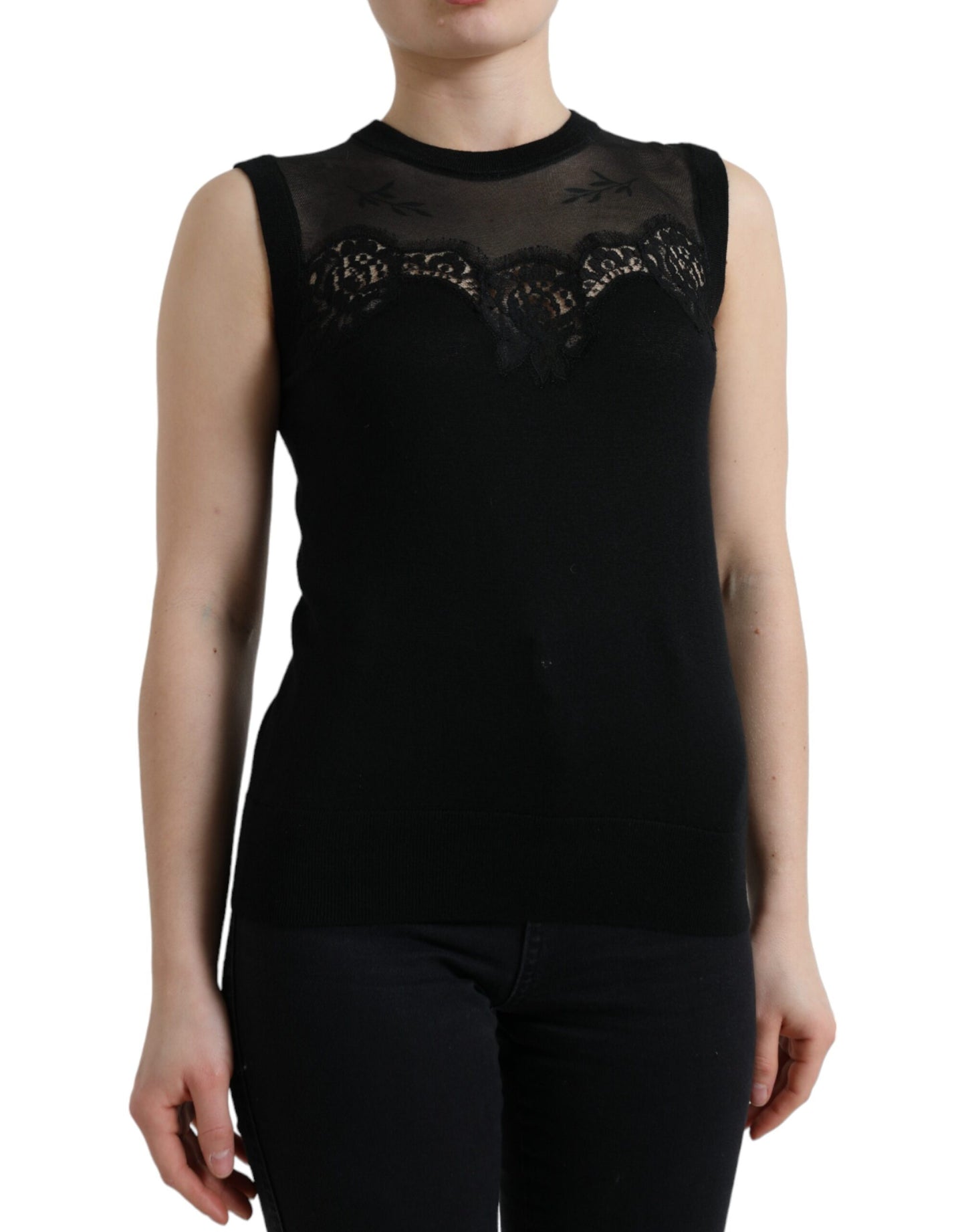 - Elegant Lace Trim Sleeveless Tank Top