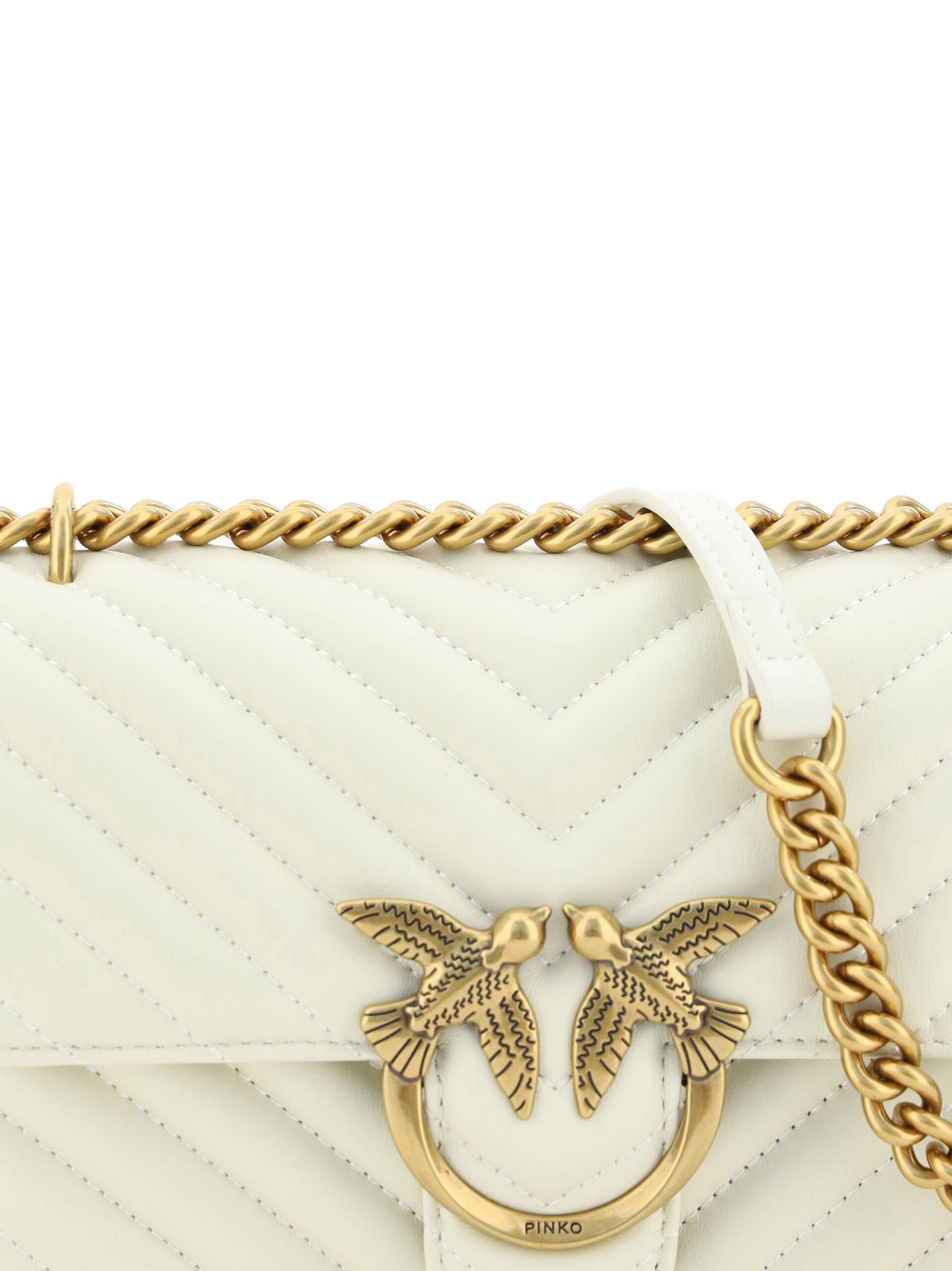 PINKO White Mini Love Shoulder Bag