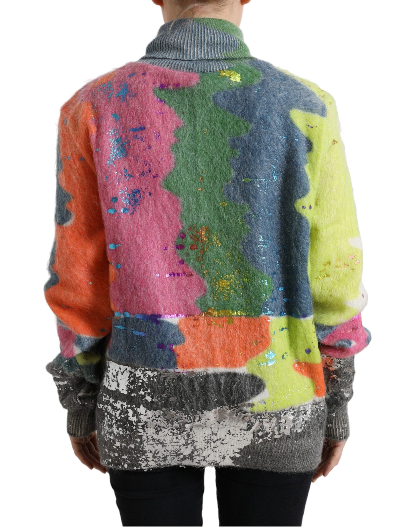 - Multicolor Mohair Stripe Turtleneck Sweater