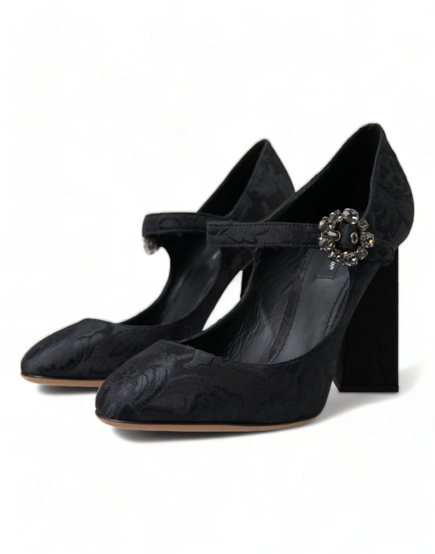 - Chic Black Brocade Mary Janes Pumps