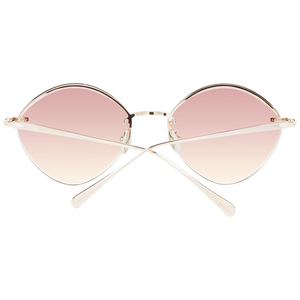Scotch & Soda Women's Gold Sunglasses – Rimless Oval Frame with Brown Lenses, 53mm