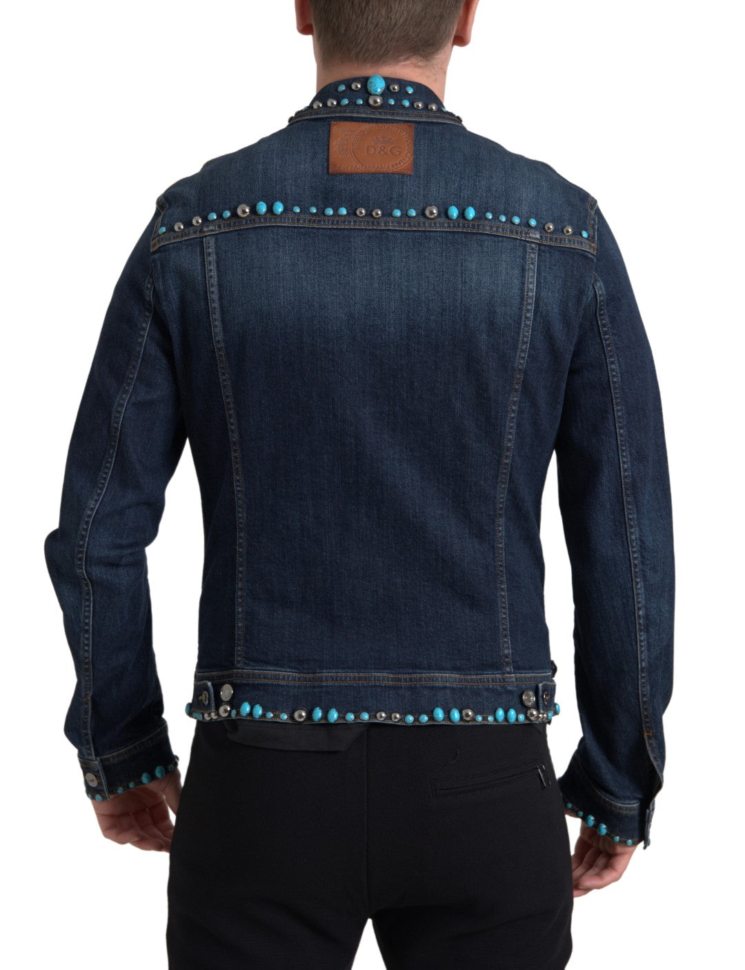 Embellished Turquoise Denim Jacket by Dolce & Gabbana