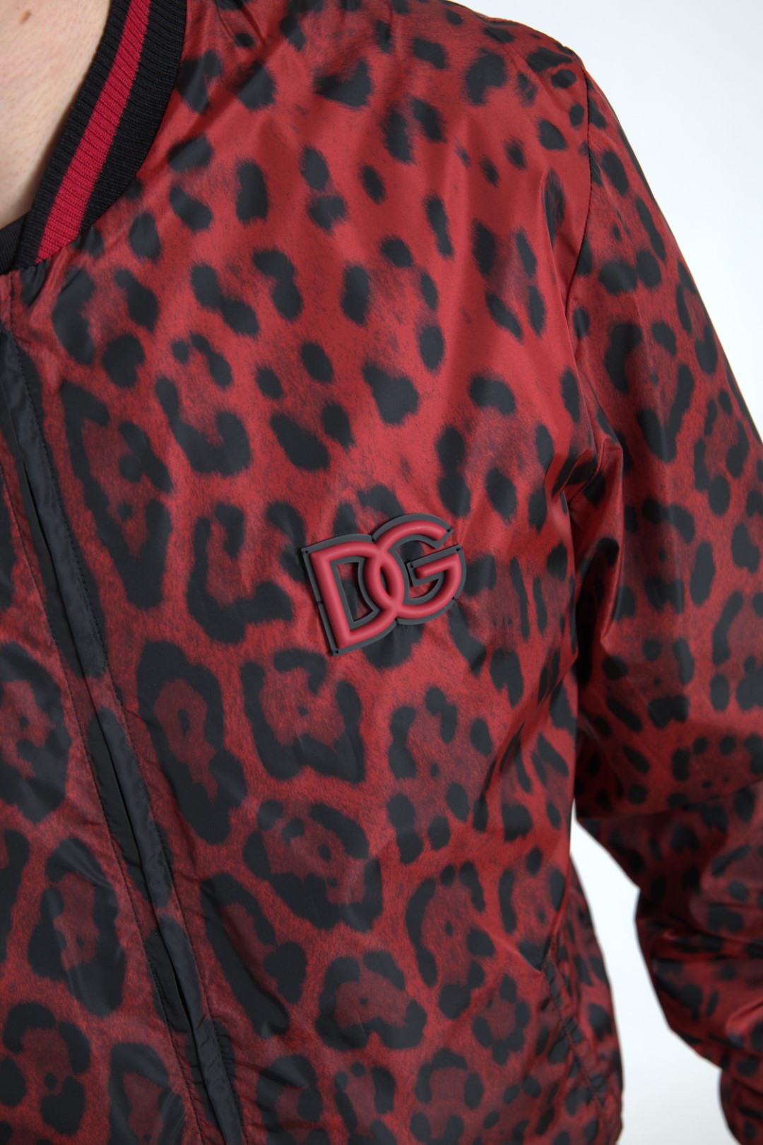 - Red Leopard Print Bomber Jacket