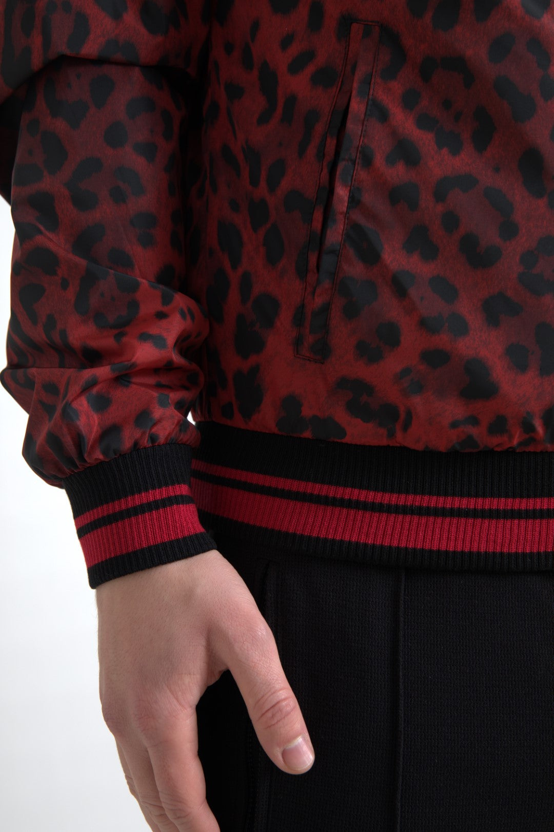 - Red Leopard Print Bomber Jacket