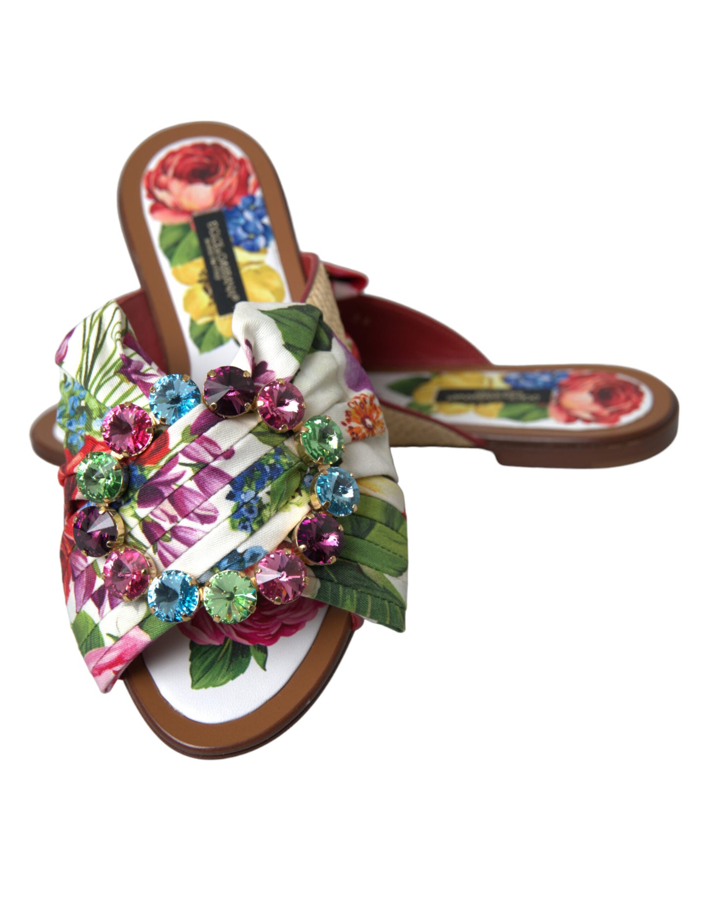 Dolce & Gabbana Exquisite Floral Print Flat Summer Sandals