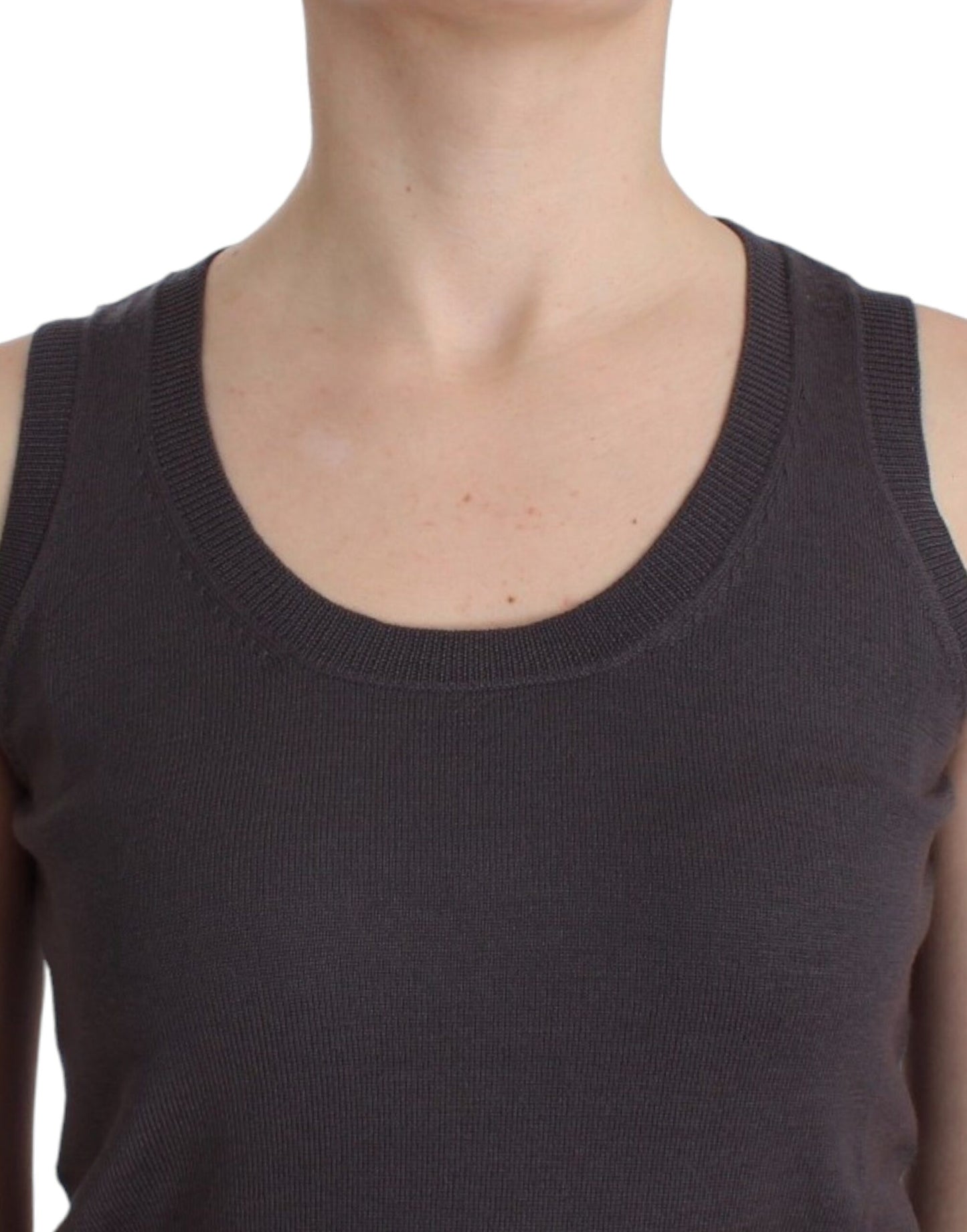 - Elegant Sleeveless Brown Knit Top