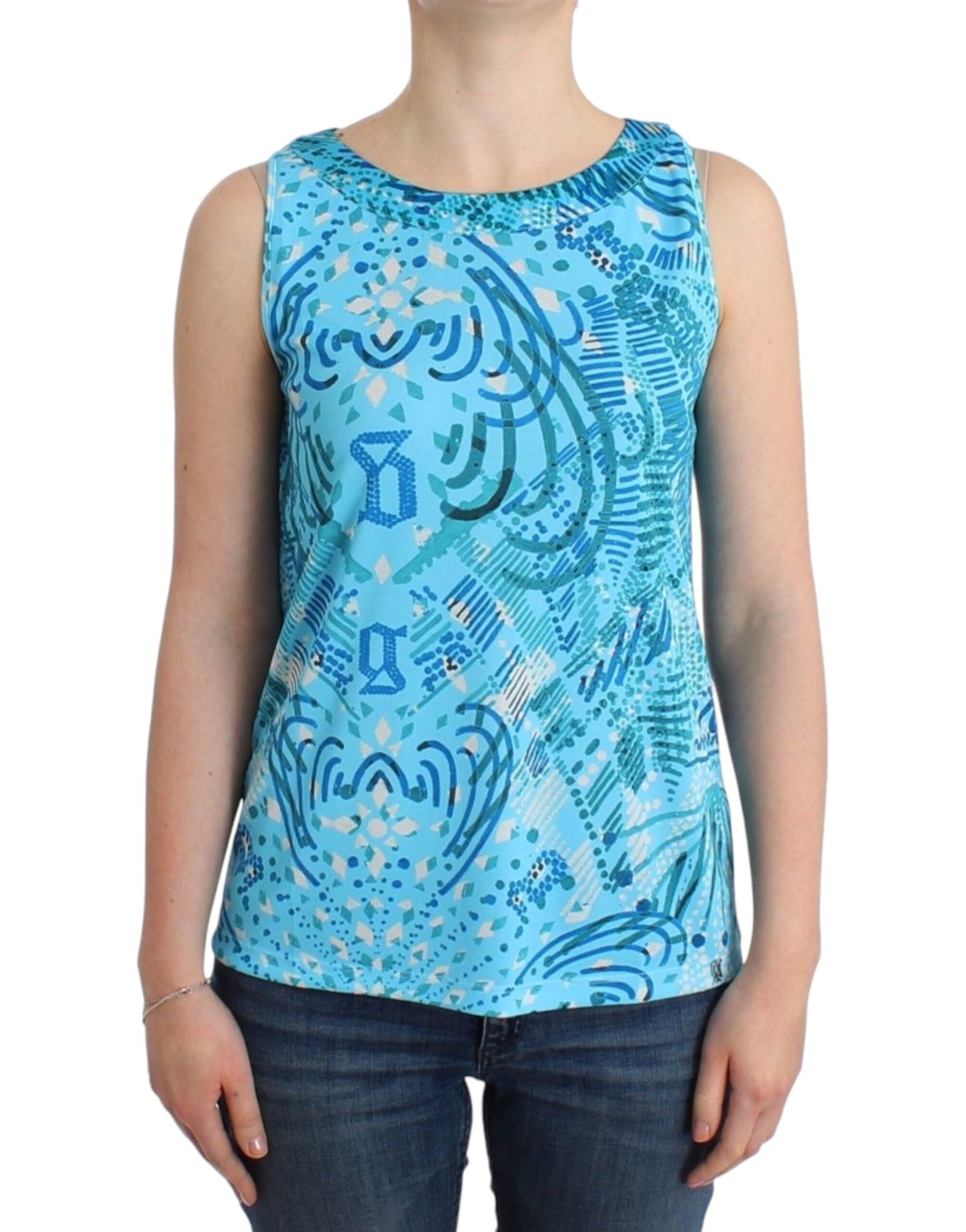- Elegant Sleeveless Silk-Detailed Top