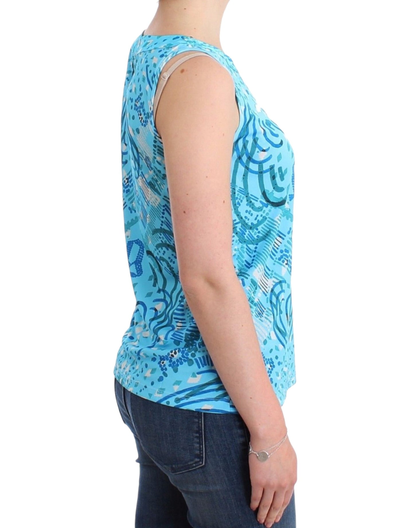 - Elegant Sleeveless Silk-Detailed Top
