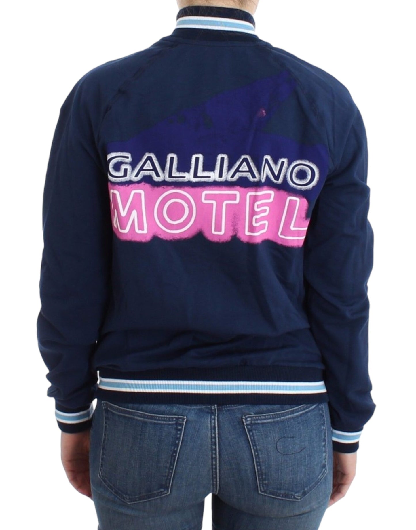 - Chic Blue Zip Cardigan with Logo Detail