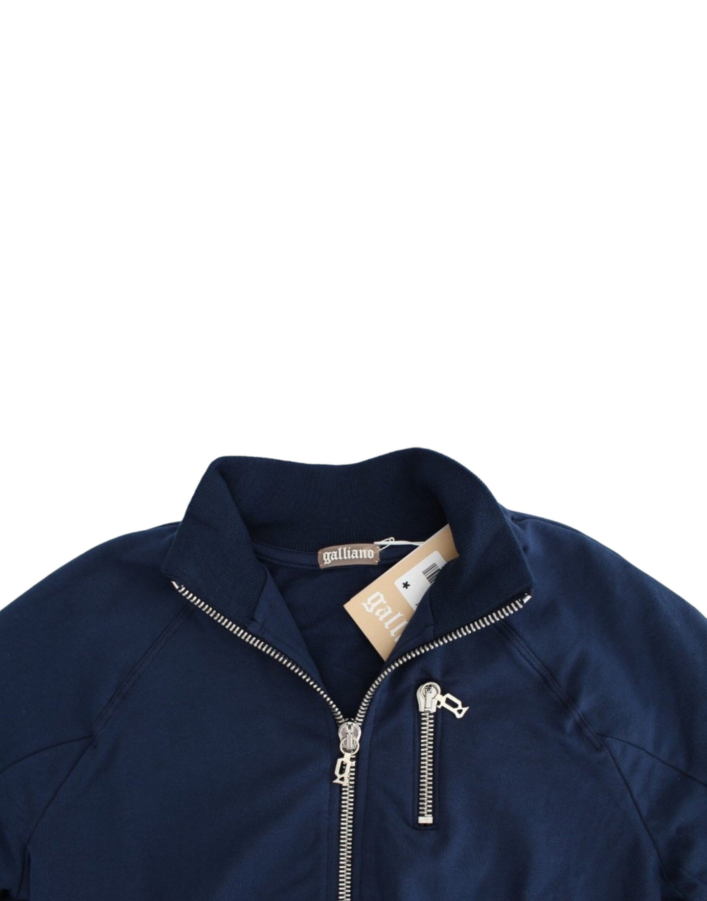 - Chic Blue Zip Cardigan with Logo Detail