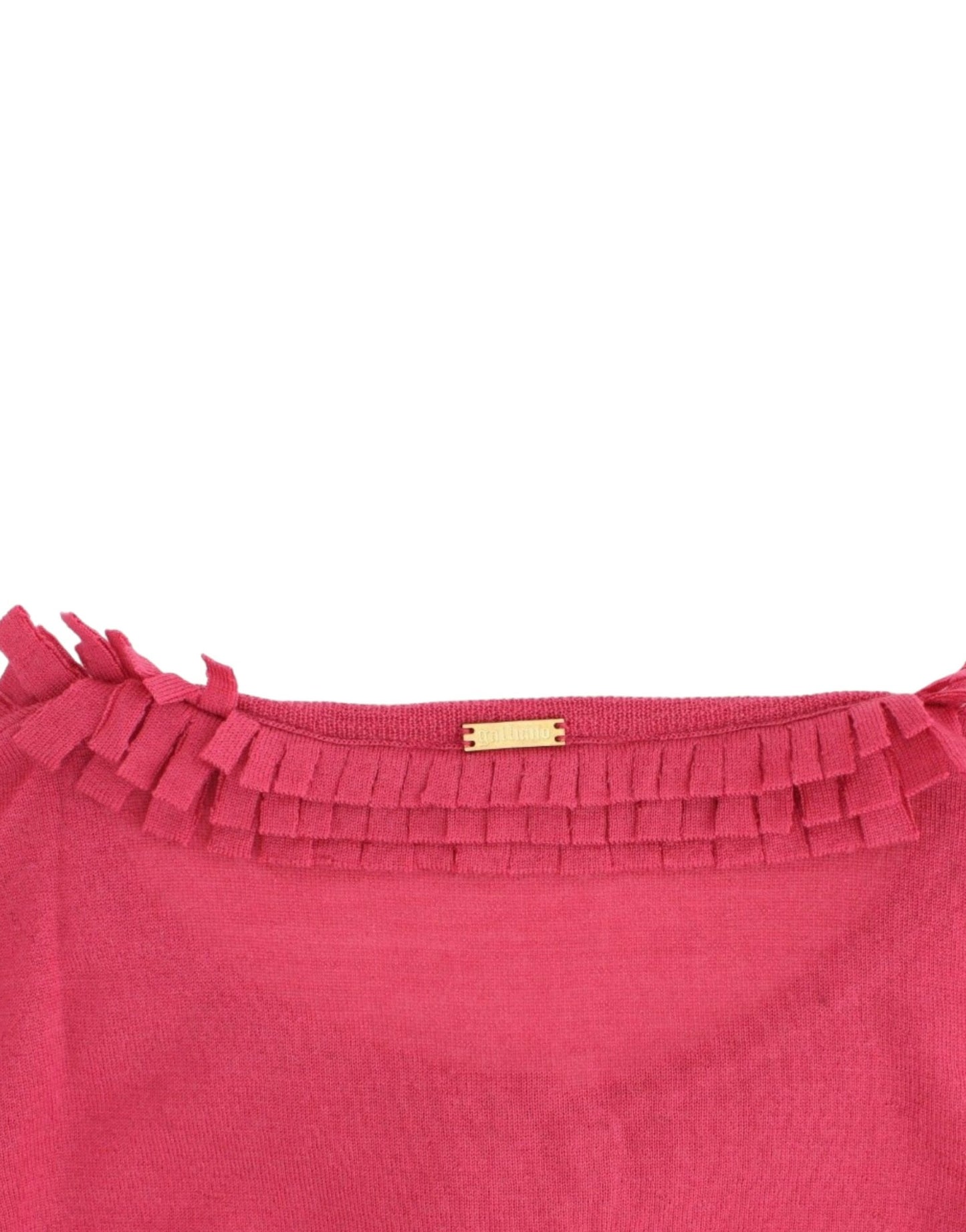 - Ruffle Detail Wool Cardigan in Pink