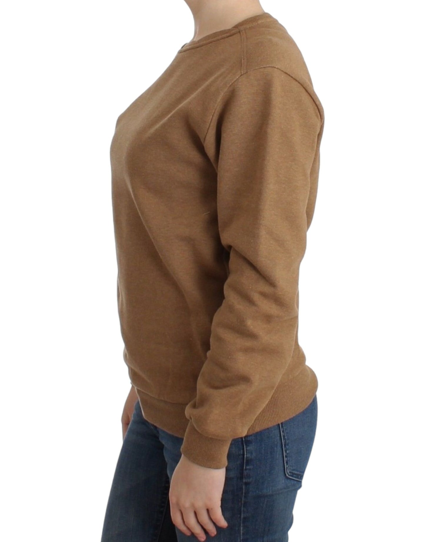 - Chic Brown Crewneck Cotton Sweater