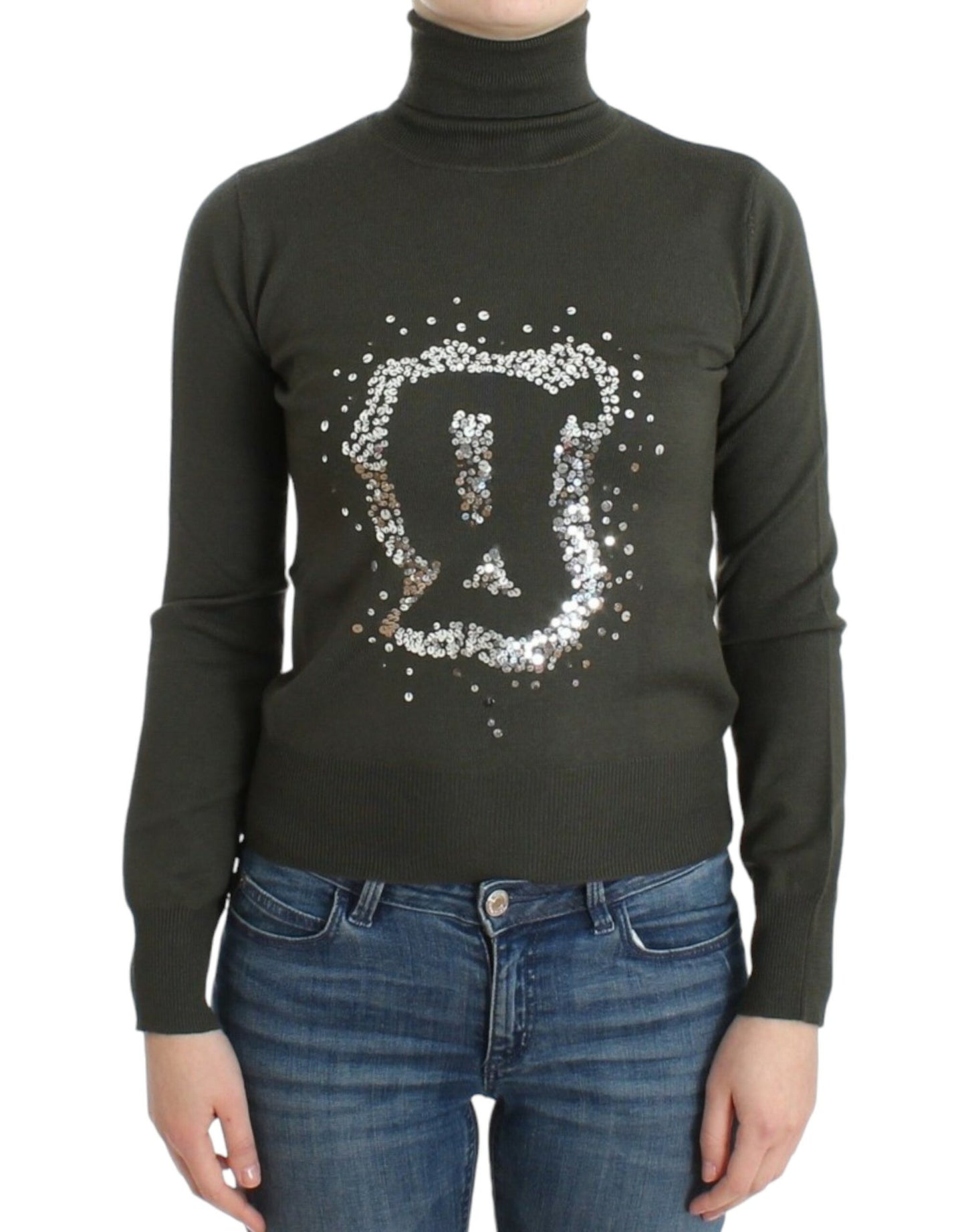 - Chic Green Turtleneck Virgin Wool Sweater