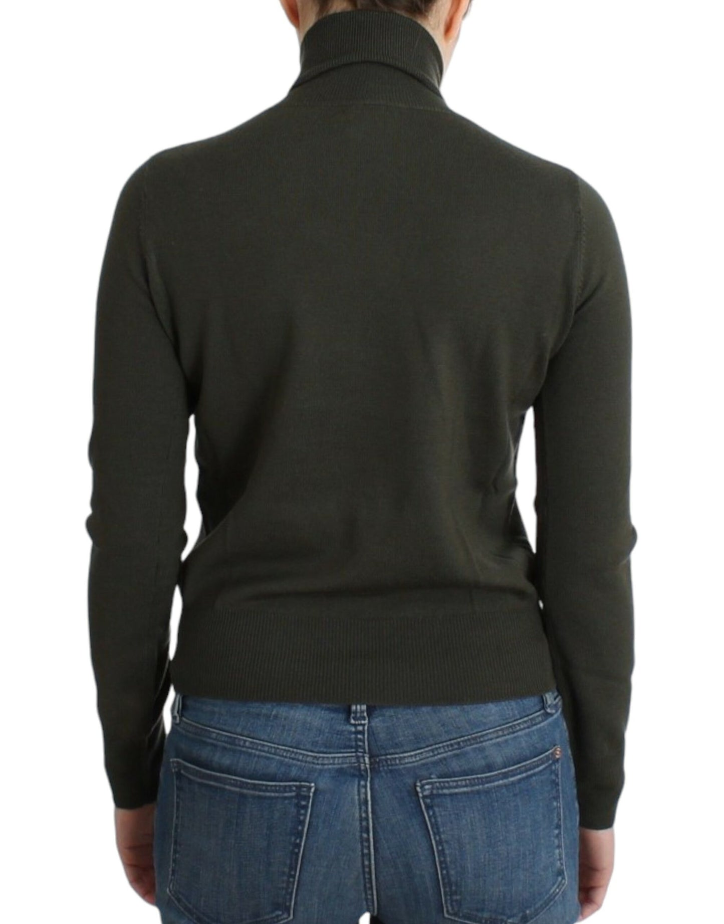 - Chic Green Turtleneck Virgin Wool Sweater