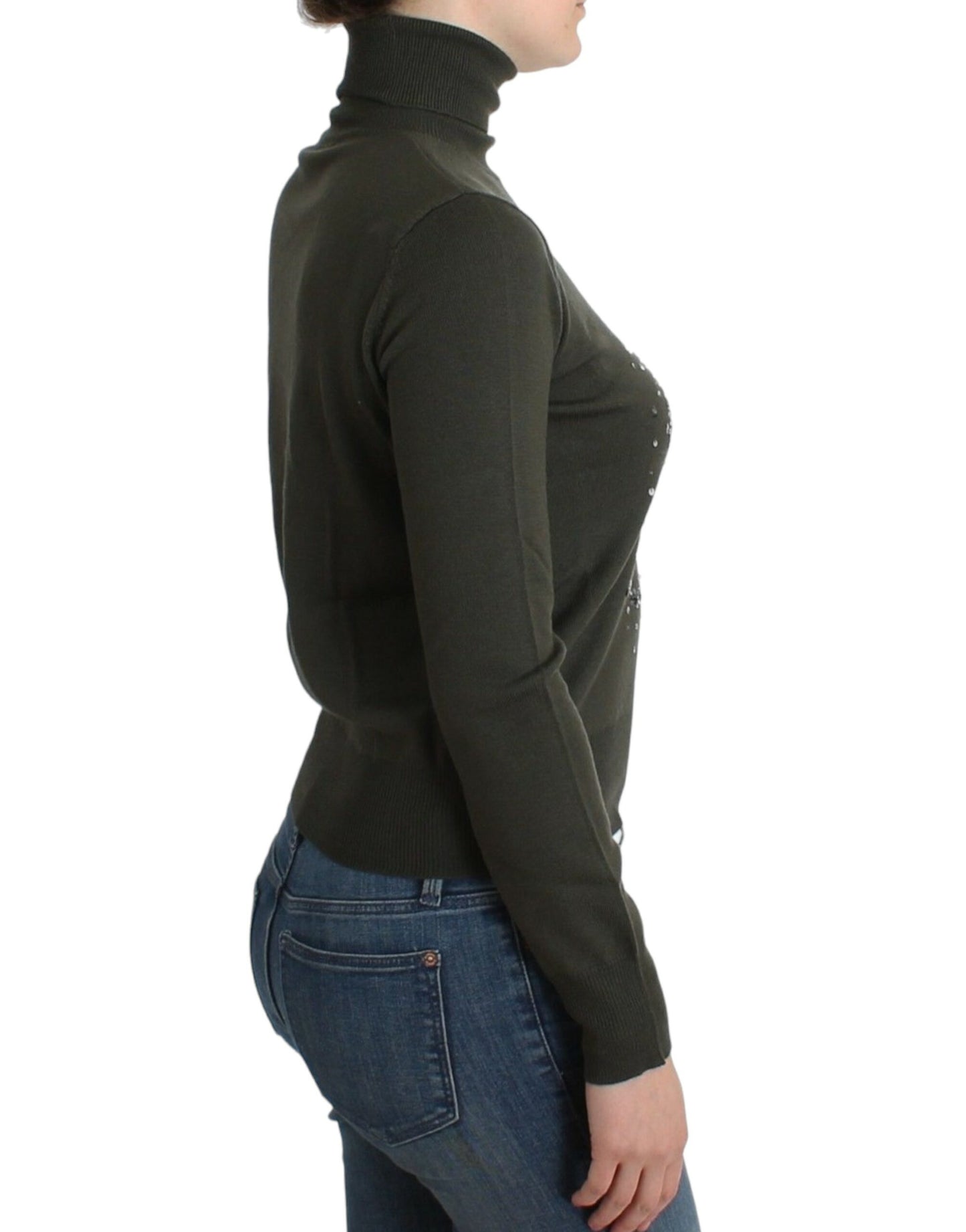 - Chic Green Turtleneck Virgin Wool Sweater