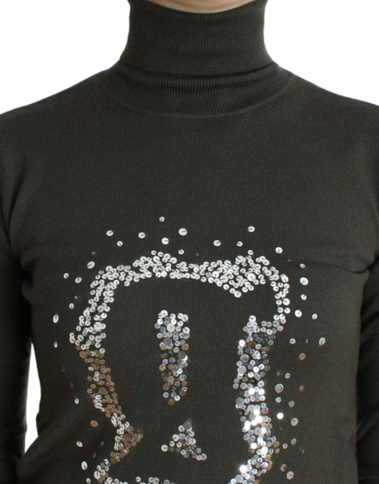 - Chic Green Turtleneck Virgin Wool Sweater