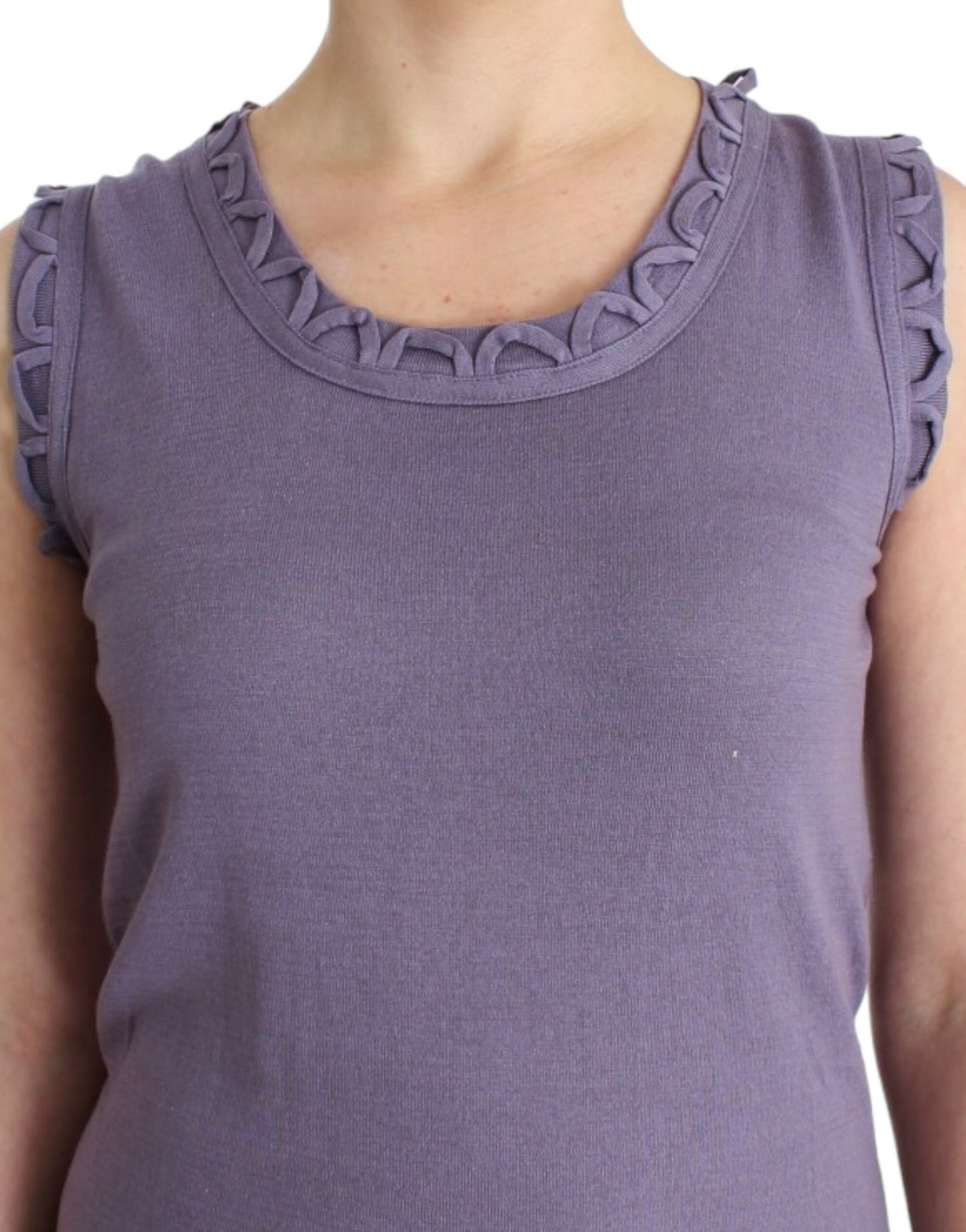 - Elegant Purple Knee-Length Cotton Dress