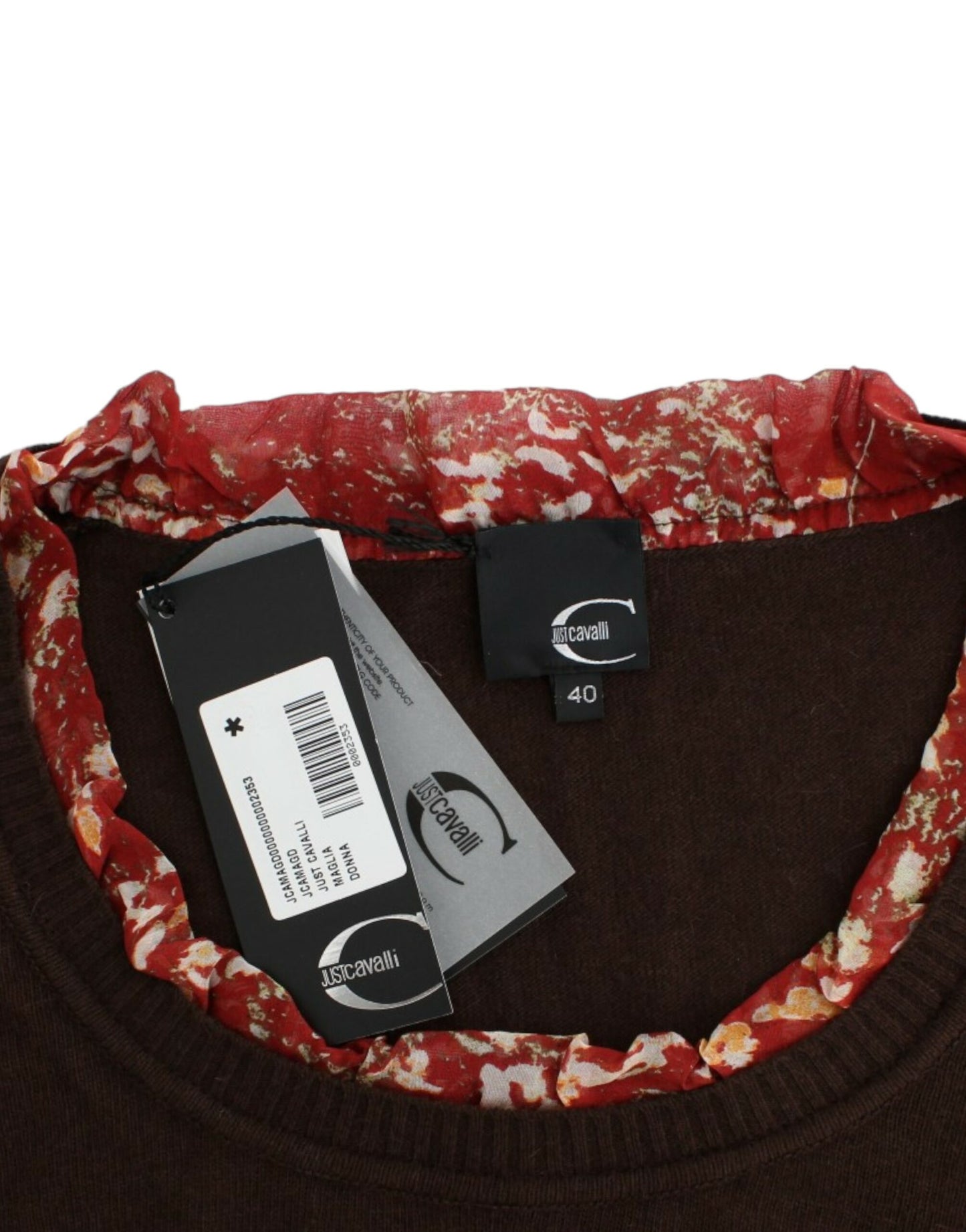 - Chic Crewneck Silk-Appliqué Sweater