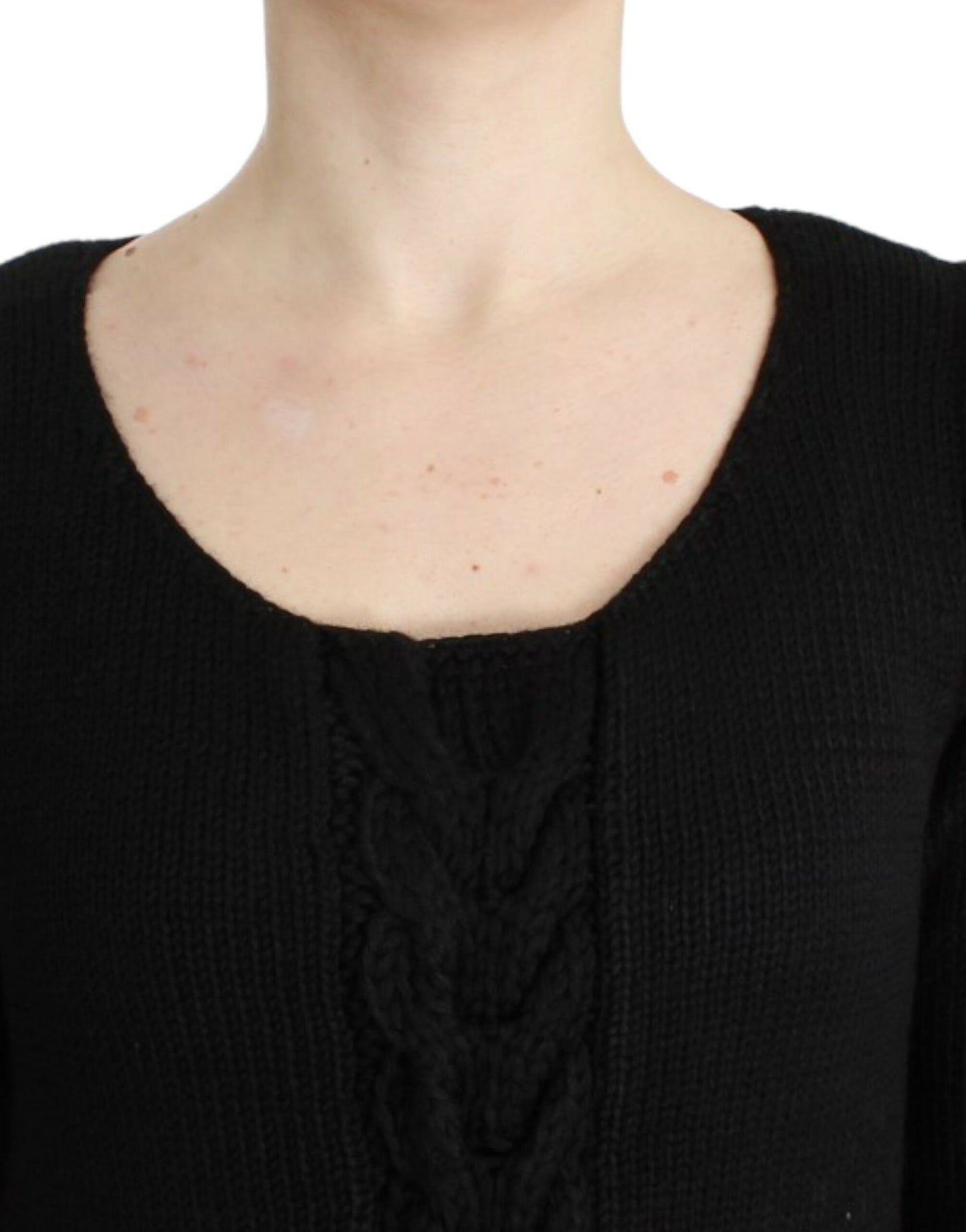 - Alluring Black Knitted Crew Neck Sweater